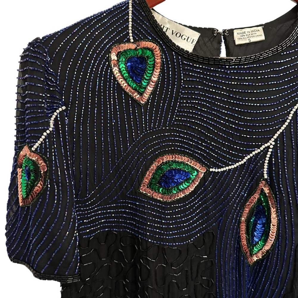 Vintage Night Vogue Beaded & Sequined Top S